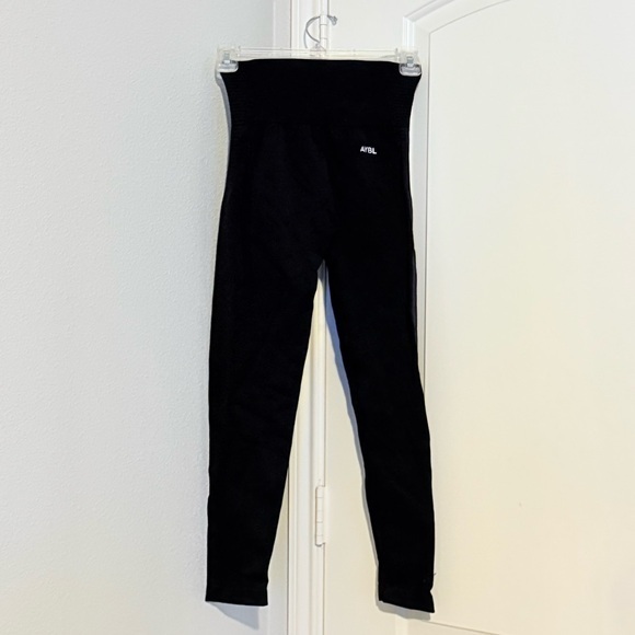 AYBL Womens Motion Seamless Black High Waisted Ribbed Knit Compression Leggings - Picture 4 of 8